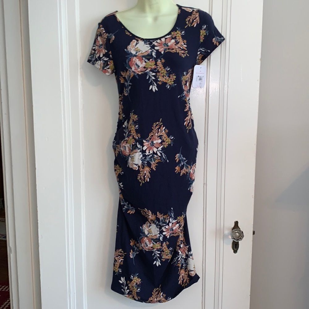 NWT Isabel Maternity blue floral knit dress